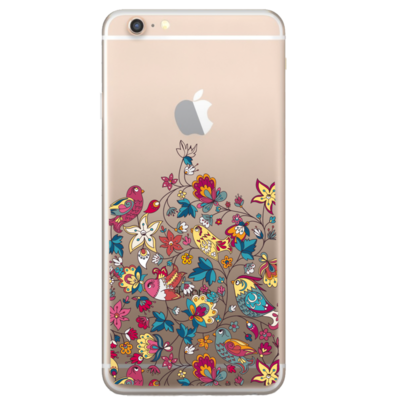 Чехол прозрачный U-Print 3D Apple iPhone 6 Plus Floral Birds