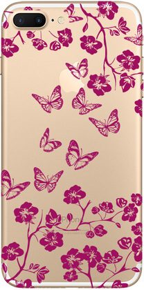 Чехол прозрачный U-Print 3D Apple iPhone 7 Plus Twig Butterfly