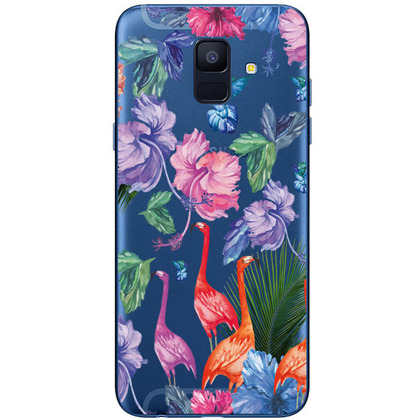 Чехол прозрачный U-Print Samsung A600 Galaxy A6 2018 Фламинго