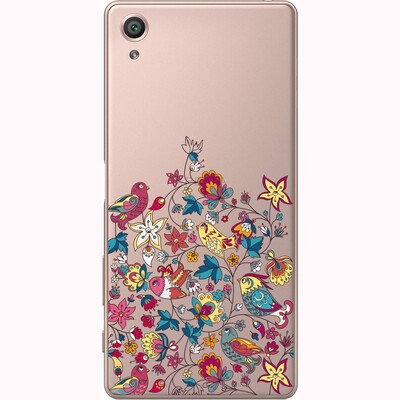 Чехол прозрачный U-Print 3D Sony Xperia X F5122 Floral Birds