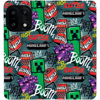 Чохол-книжка BoxFace для OnePlus 15 Minecraft Creeper Boom