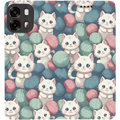 Чохол-книжка BoxFace для Oppo A6s 4G Котики Клубочки