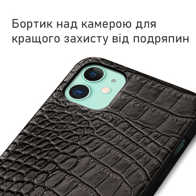 Кожаный чехол BoxFace Apple iPhone 12 Crocodile Black