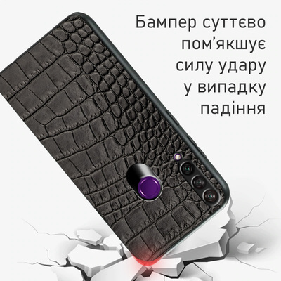 Кожаный чехол Boxface Huawei Y6p Crocodile Black