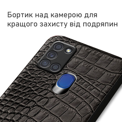Кожаный чехол Boxface Samsung A217 Galaxy A21s Crocodile Black