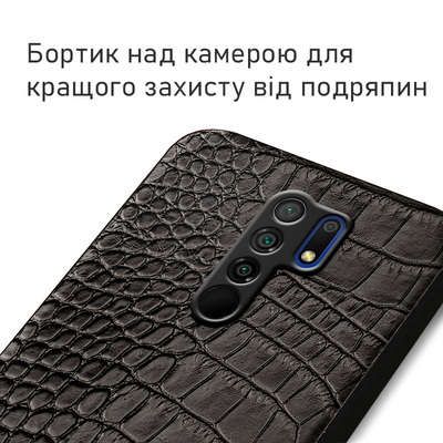 Кожаный чехол Boxface Xiaomi Redmi 9 Crocodile Black