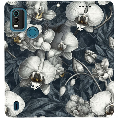 Чохол-книжка BoxFace для Nokia C21 Plus Білі орхідеї