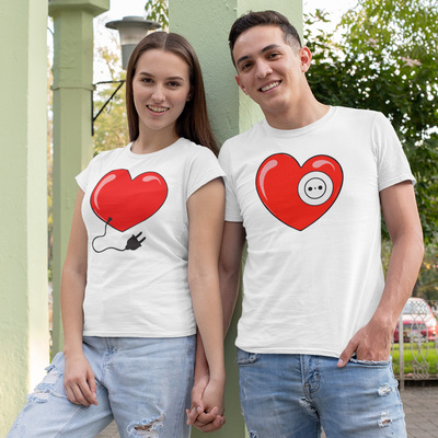 Парные футболки Family look для пары Сердца