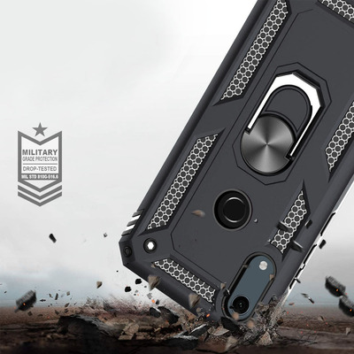 Противоударный чехол Military Ring Case для Huawei Y6s Черный