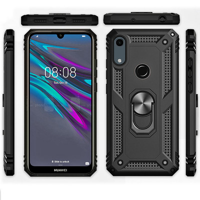 Противоударный чехол Military Ring Case для Huawei Y6s Черный