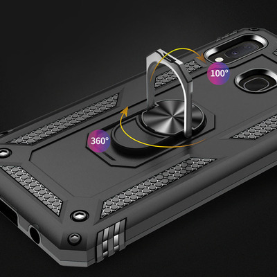 Противоударный чехол Military Ring Case для Samsung A305 Galaxy A30 Черный