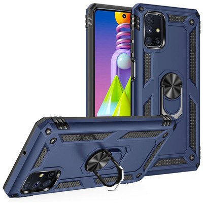 Противоударный чехол Military Ring Case для Samsung A515 Galaxy A51 Синий