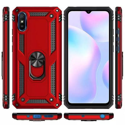 Противоударный чехол Military Ring Case для Xiaomi Redmi 9A Черный