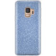 Чехол с блёстками Samsung G960 Galaxy S9 Голубой