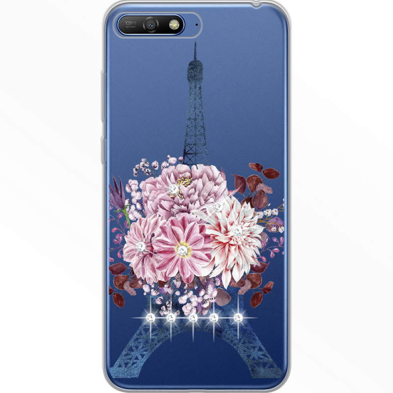 Чехол со стразами Huawei Y6 2018 Eiffel Tower