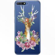Чехол со стразами Huawei Y6 2018 Deer with flowers