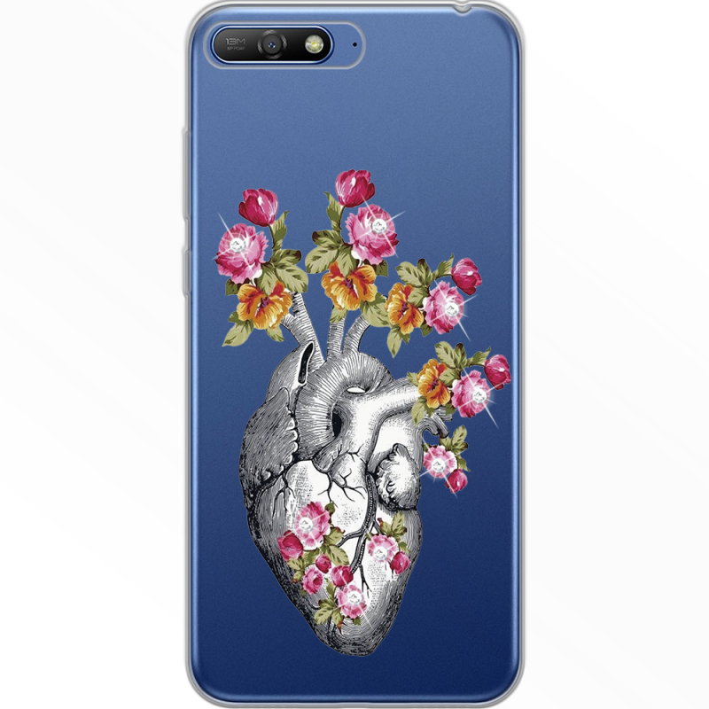 Чехол со стразами Huawei Y6 2018 Heart