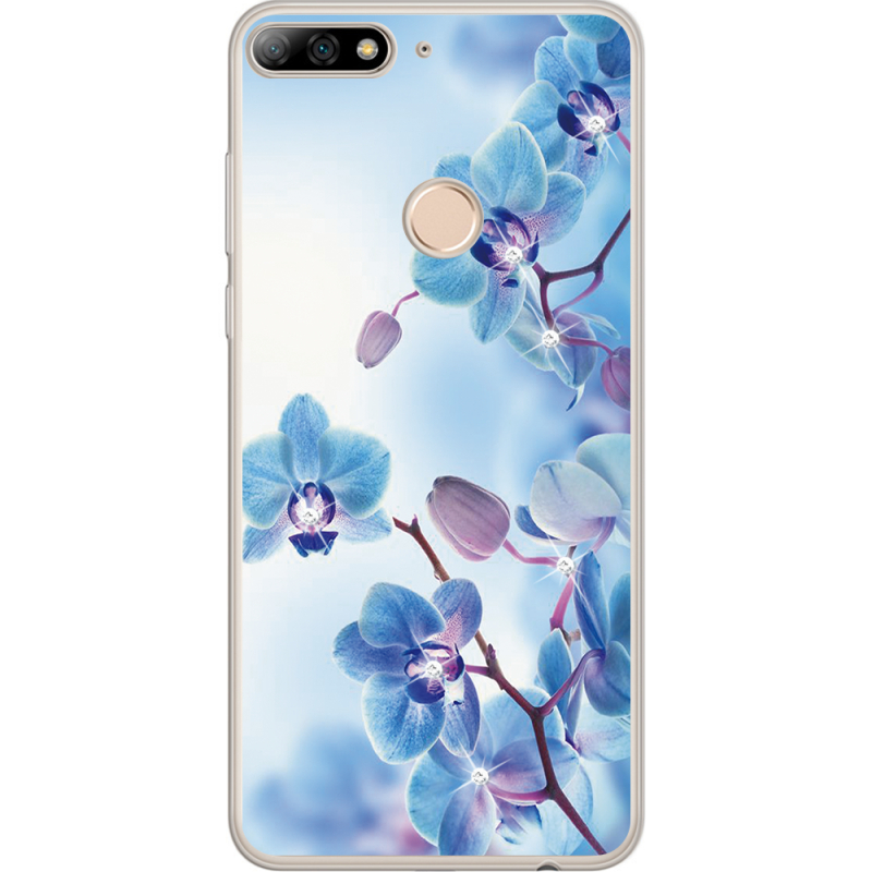 Чехол со стразами Huawei Y7 Prime 2018 / Honor 7C Pro Orchids