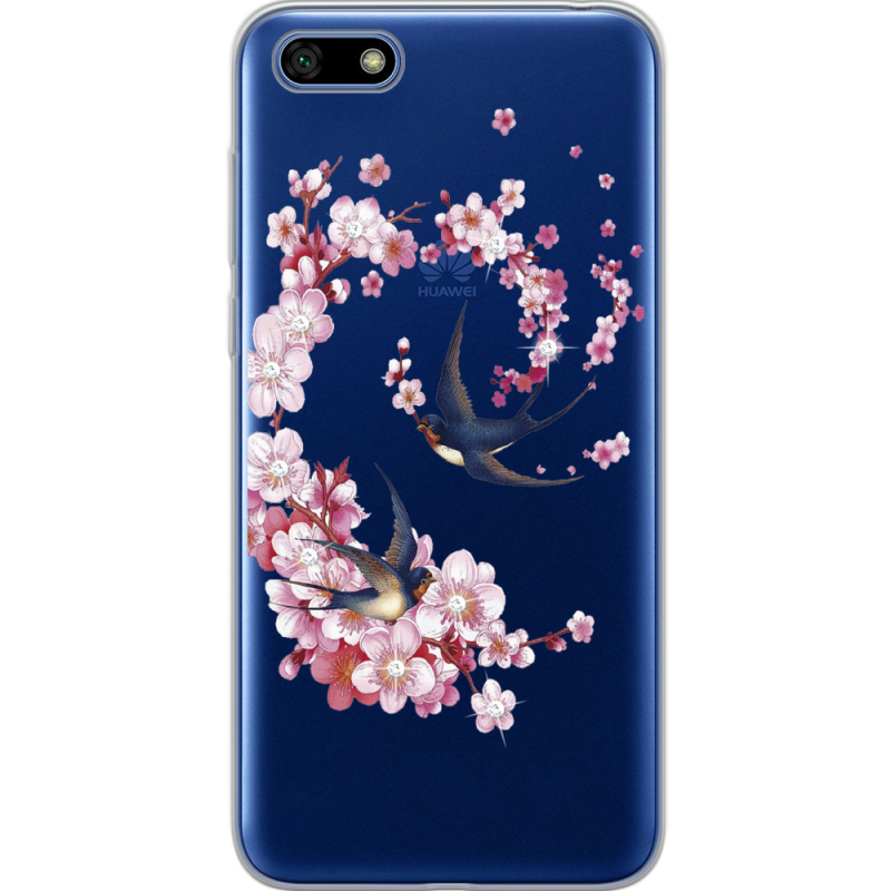Чехол со стразами Huawei Y5 2018 / Honor 7A Swallows and Bloom
