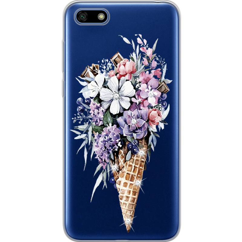 Чехол со стразами Huawei Y5 2018 / Honor 7A Ice Cream Flowers
