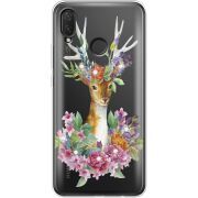 Чехол со стразами Huawei P Smart Plus Deer with flowers