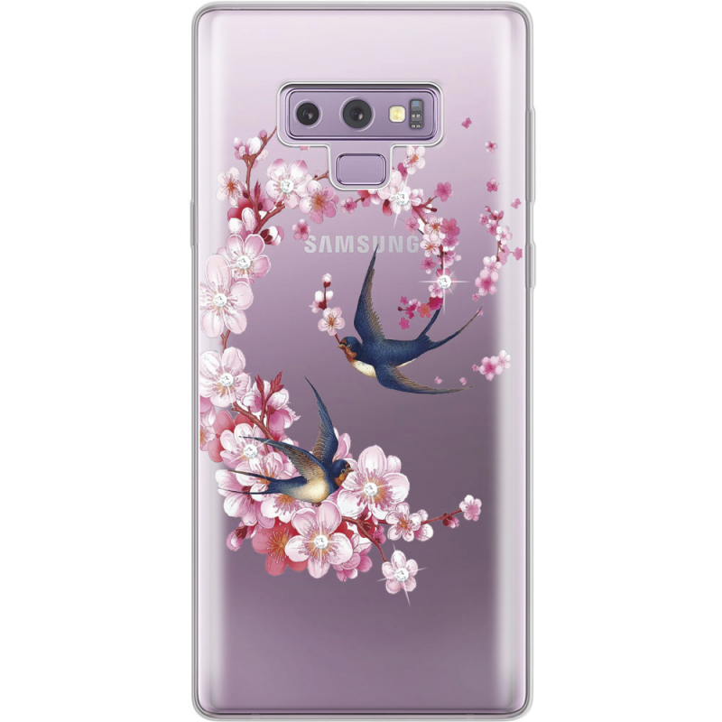 Чехол со стразами Samsung N960 Galaxy Note 9 Swallows and Bloom