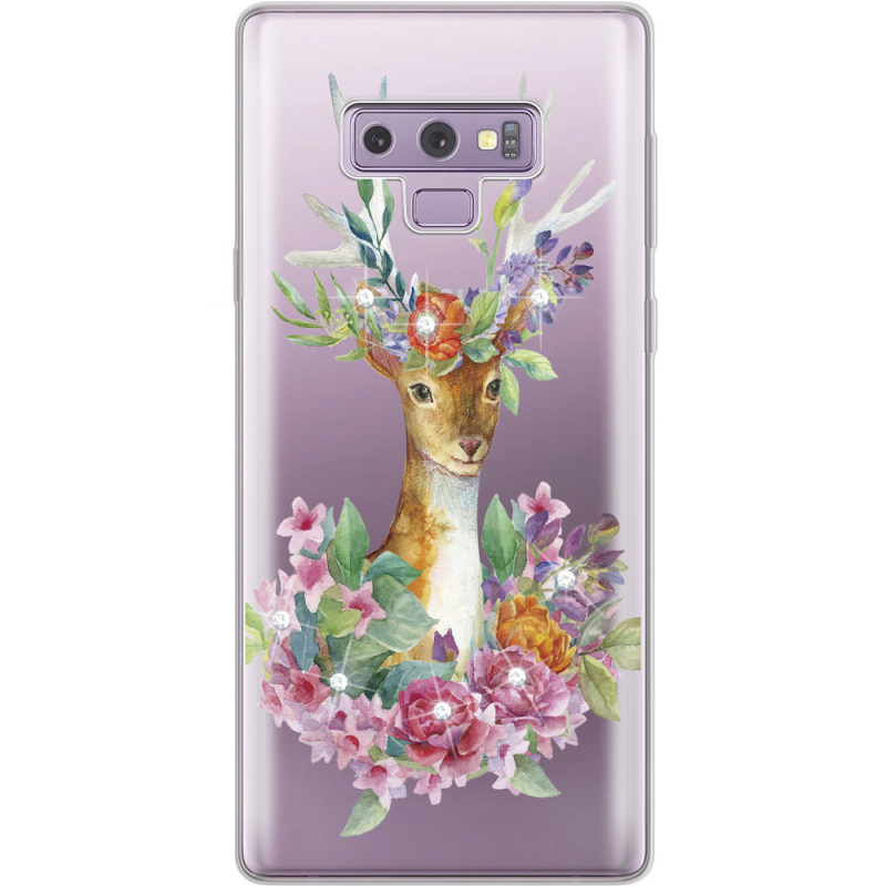 Чехол со стразами Samsung N960 Galaxy Note 9 Deer with flowers