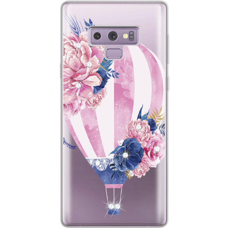 Чехол со стразами Samsung N960 Galaxy Note 9 Pink Air Baloon