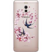 Чехол со стразами Meizu M6 Note Swallows and Bloom