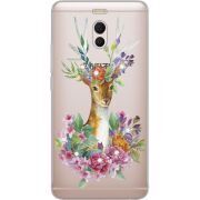 Чехол со стразами Meizu M6 Note Deer with flowers
