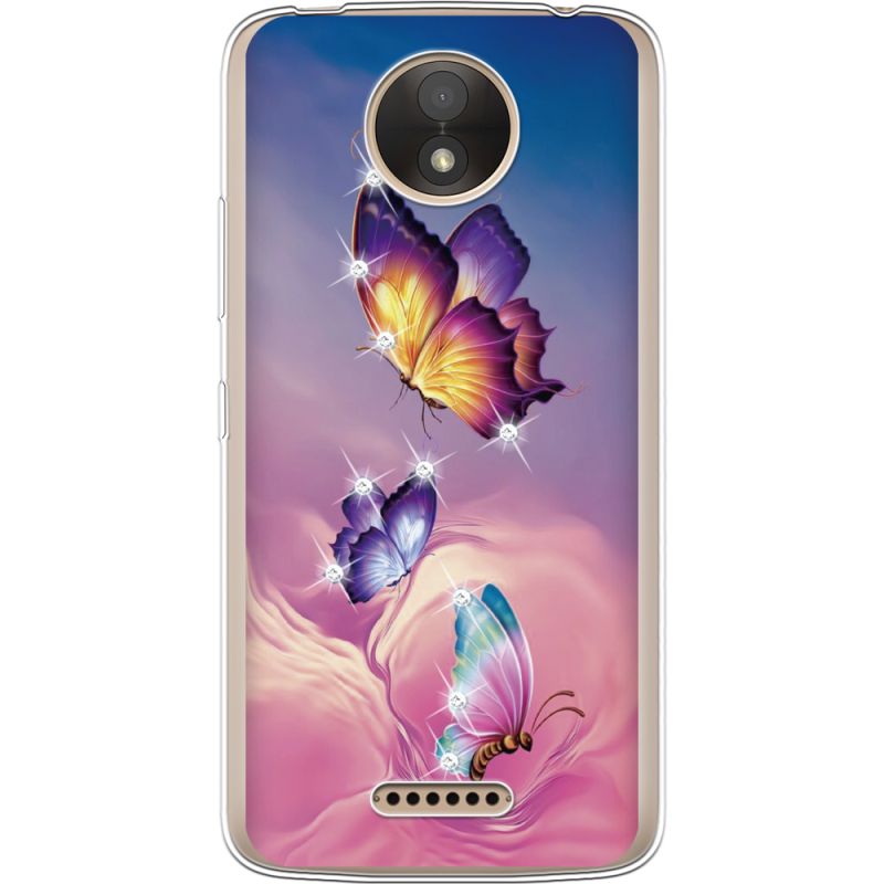 Чехол со стразами Motorola Moto C XT1750 Butterflies