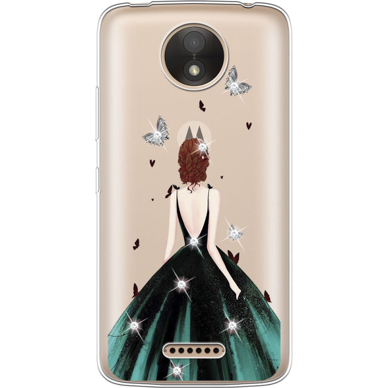 Чехол со стразами Motorola Moto C Plus XT1723 Girl in the green dress