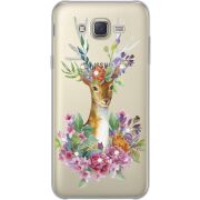 Чехол со стразами Samsung J700H Galaxy J7 Deer with flowers