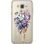 Чехол со стразами Samsung J700H Galaxy J7 Ice Cream Flowers