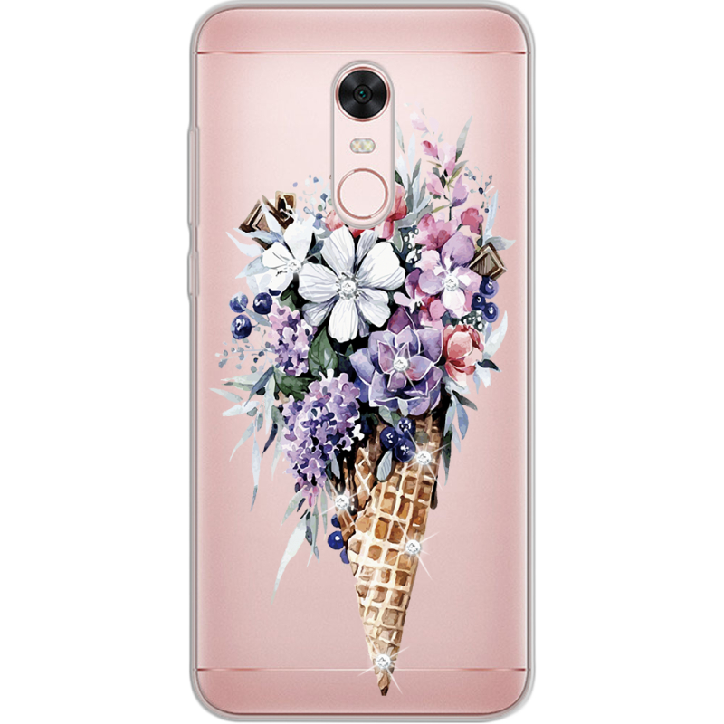 Чехол со стразами Xiaomi Redmi 5 Plus Ice Cream Flowers