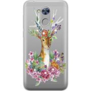 Чехол со стразами Huawei Honor 6A Deer with flowers