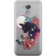 Чехол со стразами Huawei Honor 6A Cat in Flowers