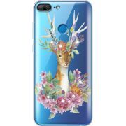 Чехол со стразами Huawei Honor 9 Lite Deer with flowers