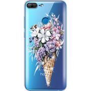 Чехол со стразами Huawei Honor 9 Lite Ice Cream Flowers
