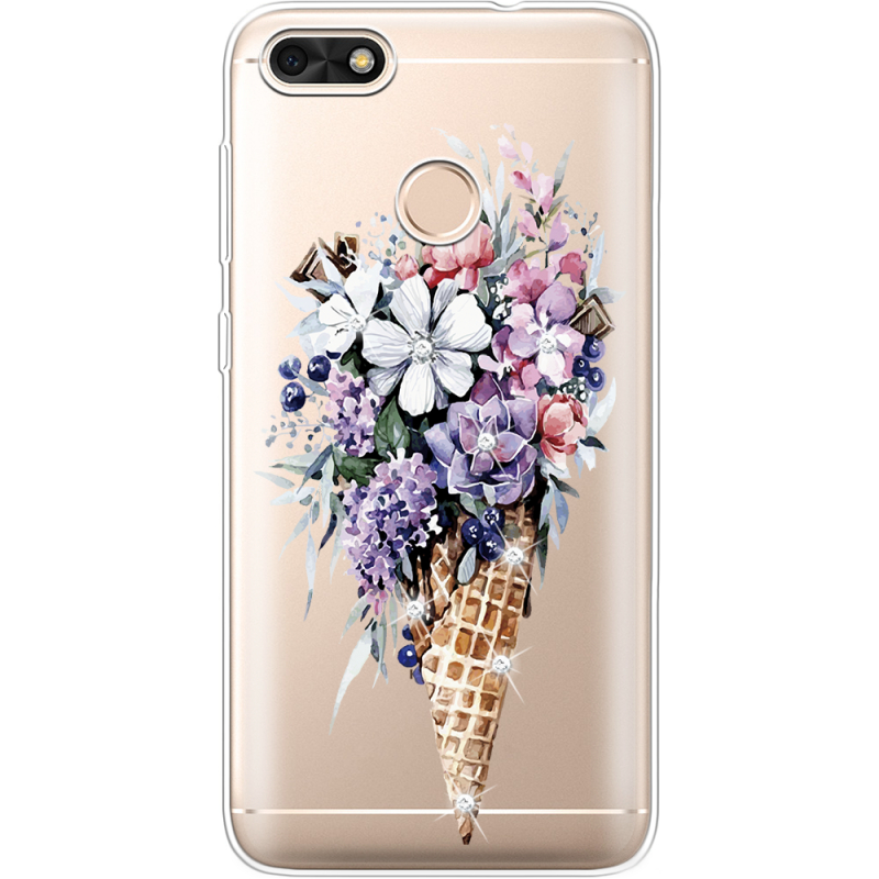 Чехол со стразами Huawei Nova Lite 2017 Ice Cream Flowers