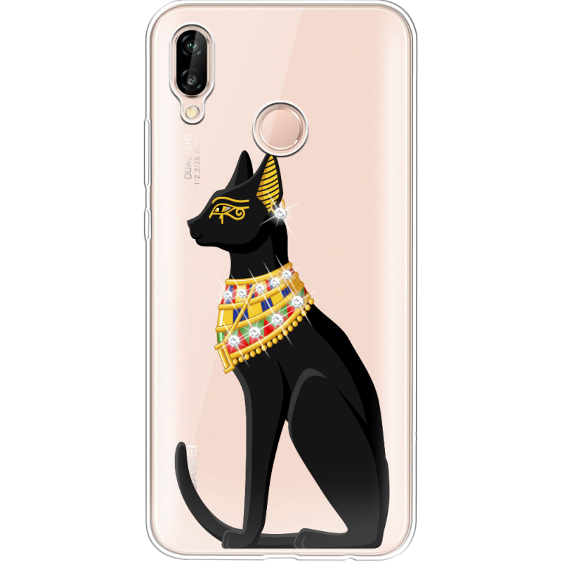 Чехол со стразами Huawei P20 Lite Egipet Cat