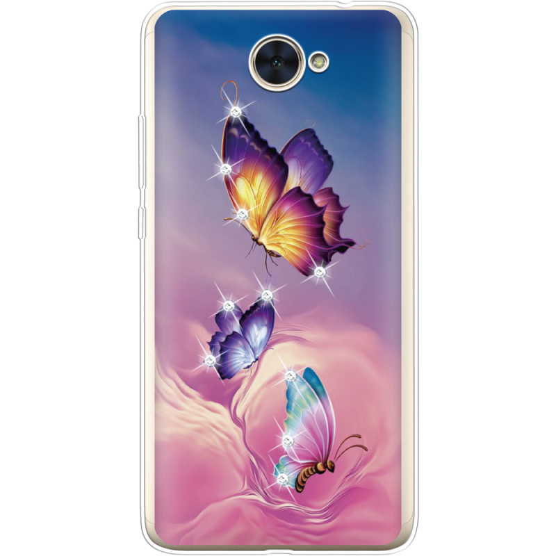 Чехол со стразами Huawei Y7 2017 Butterflies
