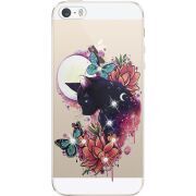 Чехол со стразами Apple iPhone 5 / 5S / 5SE Cat in Flowers