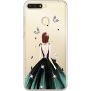 Чехол со стразами Huawei Y6 Prime 2018 / Honor 7A Pro Girl in the green dress
