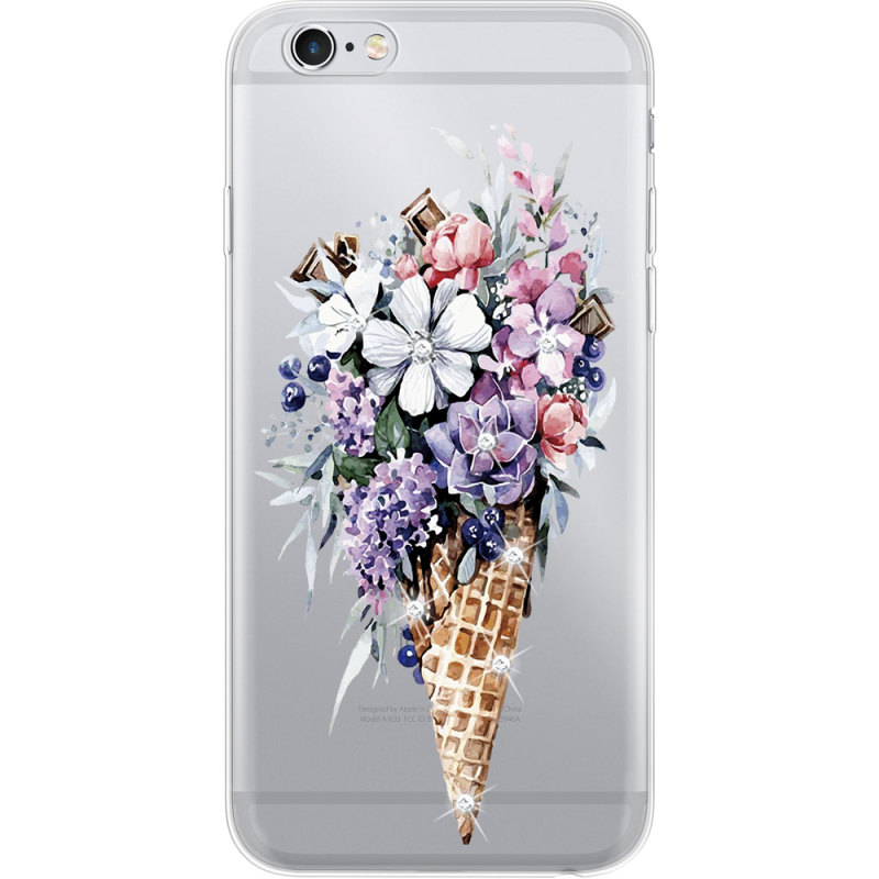 Чехол со стразами Apple iPhone 6 Plus / 6S Plus  Ice Cream Flowers