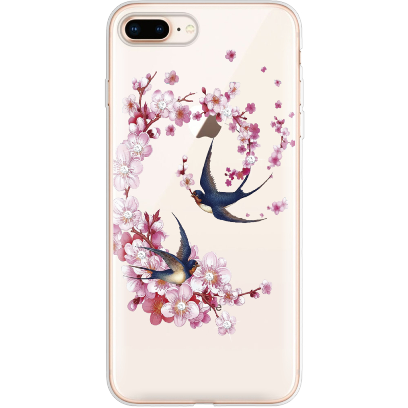 Чехол со стразами Apple iPhone 7/8 Plus Swallows and Bloom