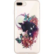 Чехол со стразами Apple iPhone 7/8 Plus Cat in Flowers