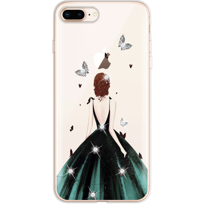 Чехол со стразами Apple iPhone 7/8 Plus Girl in the green dress
