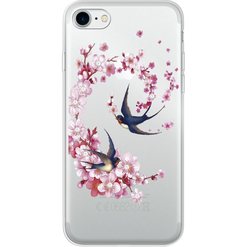 Чехол со стразами Apple iPhone 7/8 Swallows and Bloom