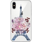Чехол со стразами Apple iPhone X Eiffel Tower